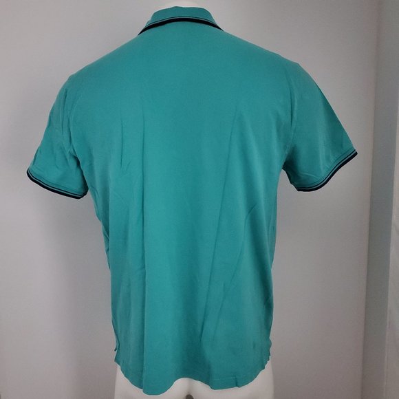 Vintage LE TIGRE Polo Shirt Size XL Teal with Blue - Picture 5 of 7